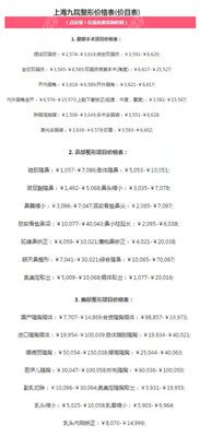 上海九院整形价格表(价目表)曝光，内附专家医生推荐案&例前后对比图